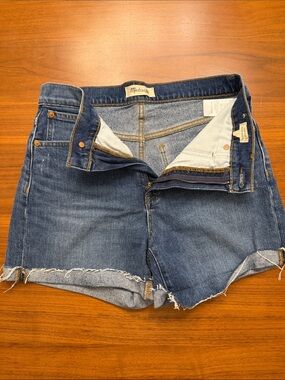 Madewell Dark Indigo Frayed Hem Denim Cutoff Shorts
